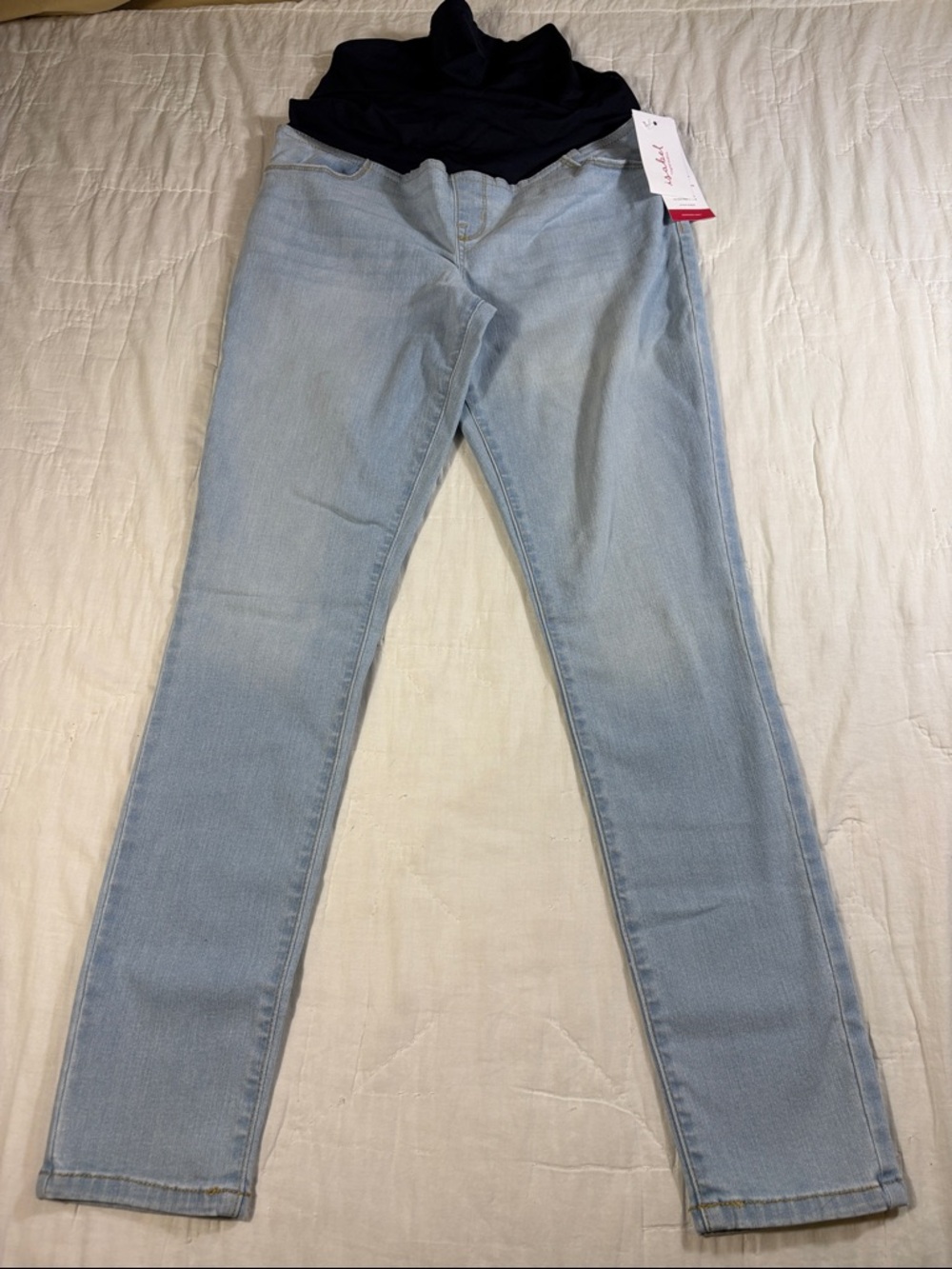 NWT Isabel Maternity Jeans Womens 6 Light Wash Skinny Belly Panel Over Bump